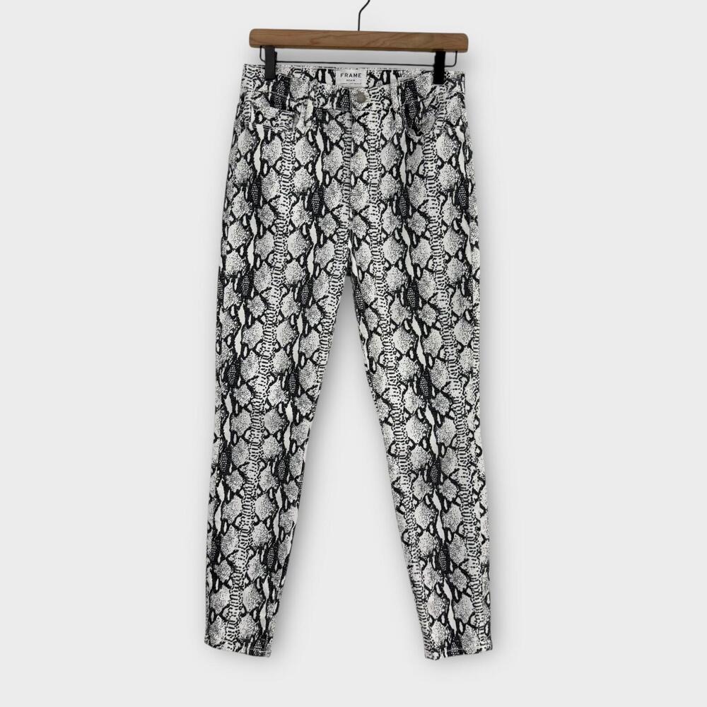 FRAME Denim Women’s Size 28 Grey Snake Print Ali Ultra High Rise Cigarette Jeans
